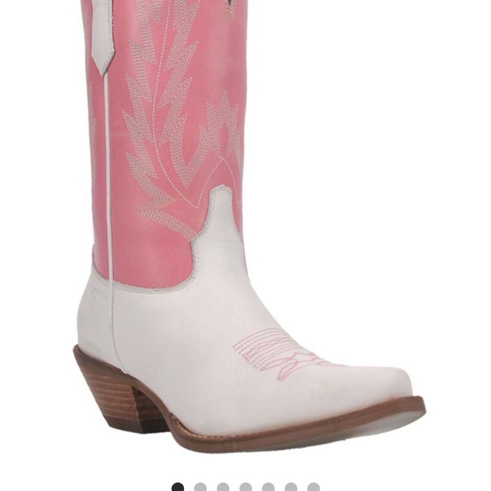 Dingo Pink and White Heeled Boots with Western Flair